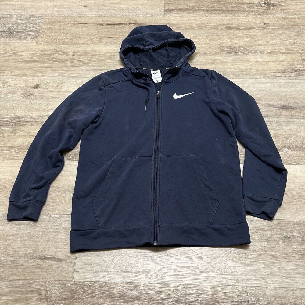 Nike Pro Dri-Fit Training Full Zip Navy Jacket Mens Navy Blue CZ6376-451 Size S